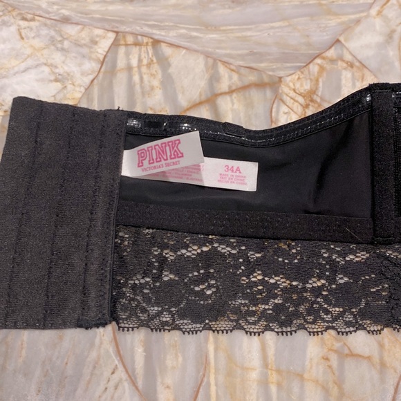 Victoria Secret Pink Very Sexy Strapless Long Line Sequin Satin Bra 34A - Picture 5 of 8